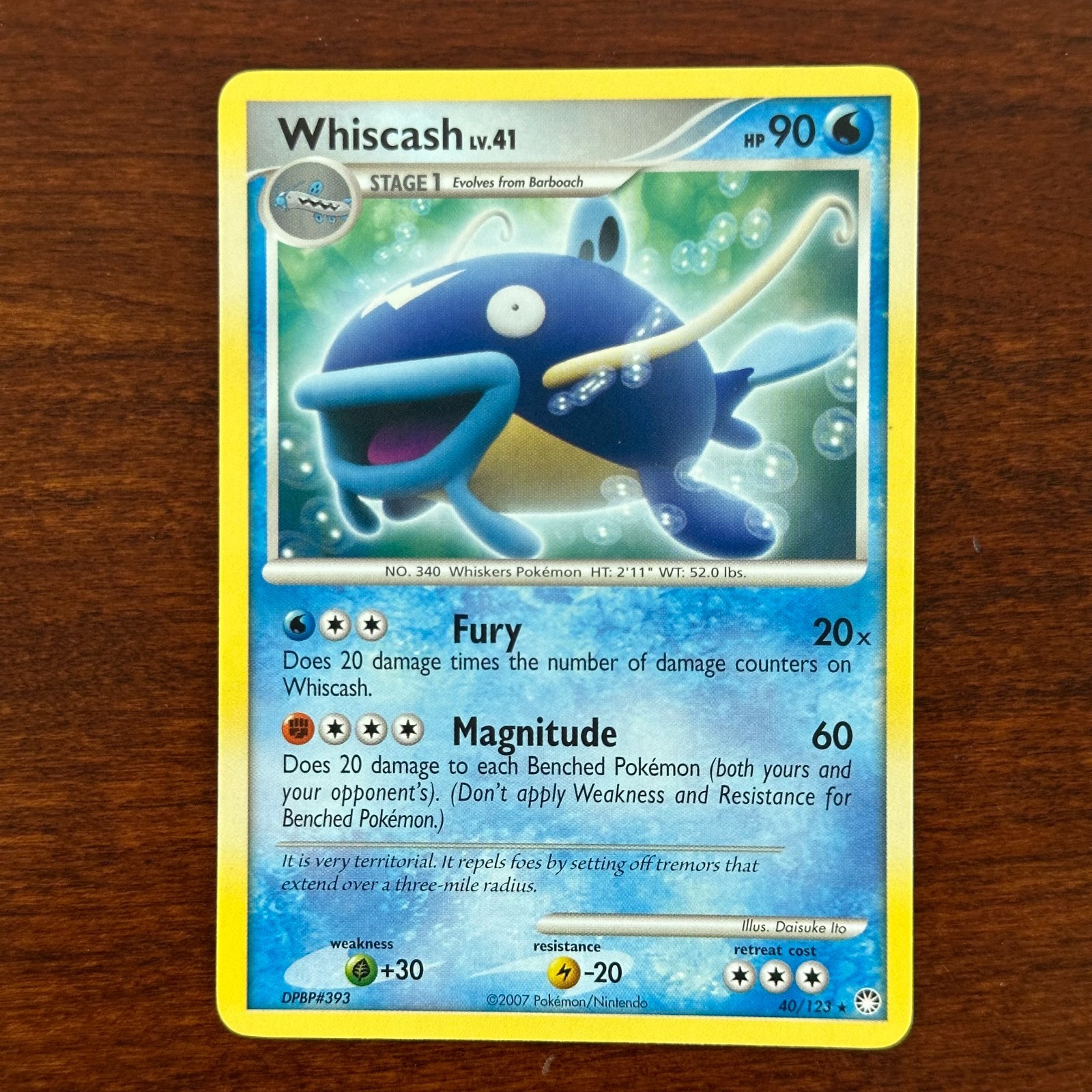 Whiscash 40/123 Non Holo Rare Mysterious Treasures Pokemon Card