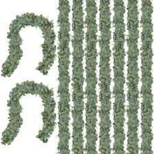 9 Pack 5.9Ft Eucalyptus Garland,Artificial Eucalyptus Leaves Table Greenery G...