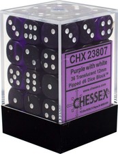 Chessex Chx23807 Translucent Dice: 36D6 Set, Purple/White