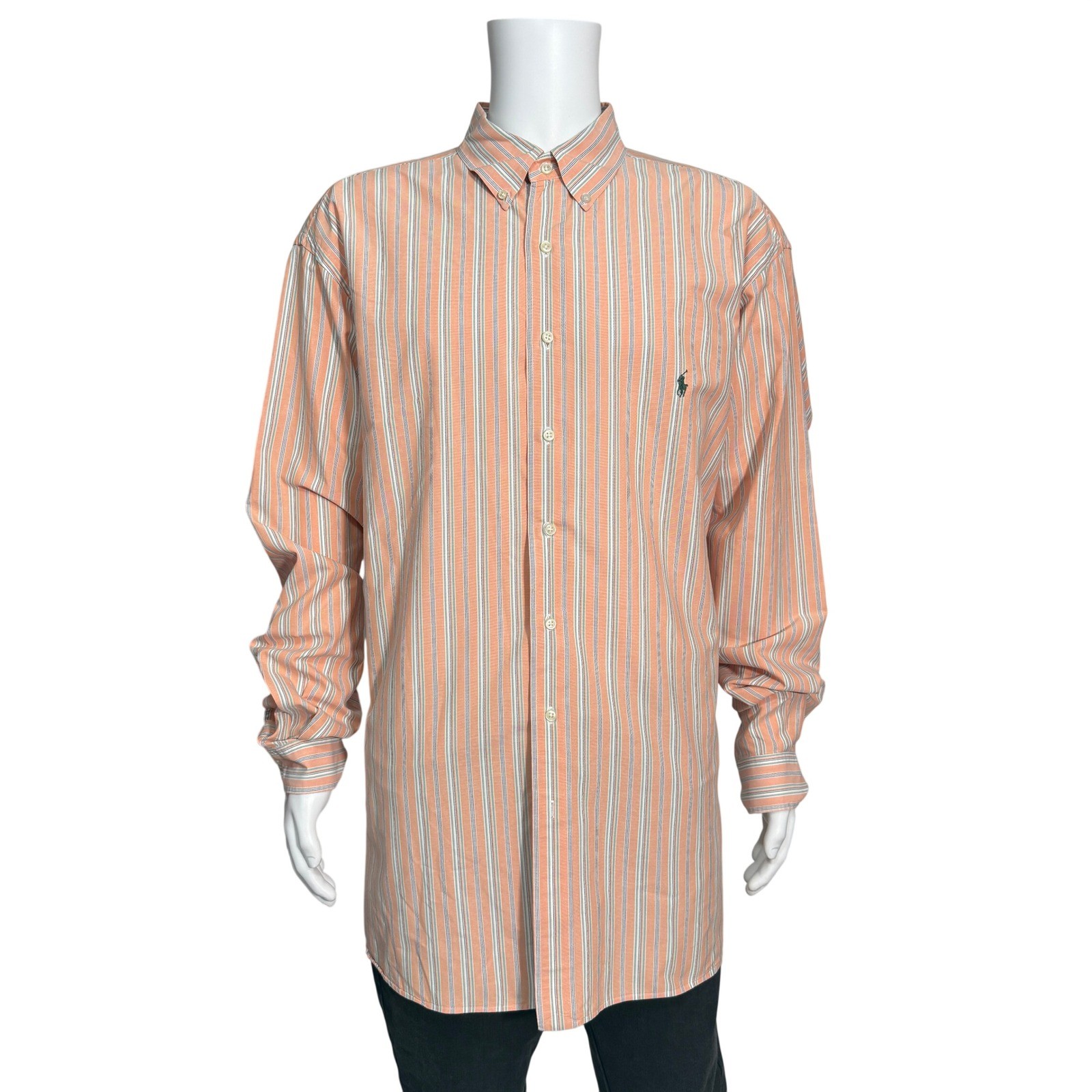 Ralph Lauren Mens Classic Fit Striped Button Down Shirt 2XL Tall Orange thumbnail 4