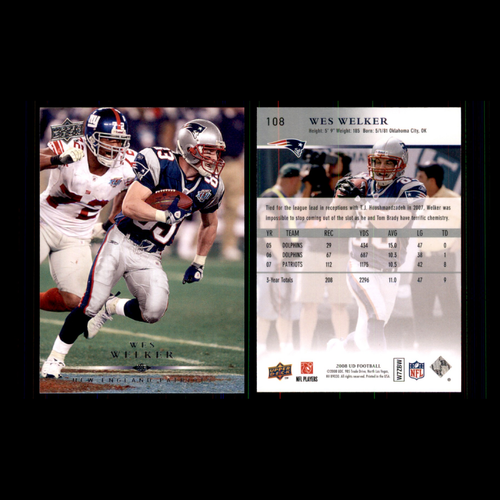Lote de 12 tarjetas de fútbol americano Wes Welker 2008 Topps New England Patriots conjunto colección - Imagen 5 de 15