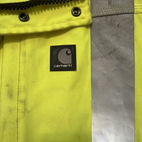 Carhartt Hi-Vis Reflective Safety Work Jacket Yellow/Black Sz M Class 3 Level 2 image 3