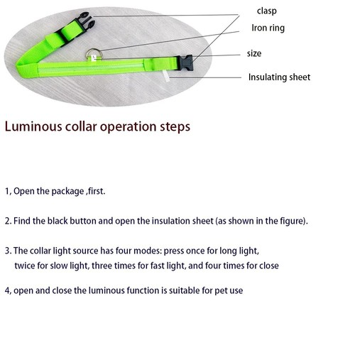 Nylon LED Night Safety Dog Collar – Flashing Glow in the Dark Leash - Picture 5 of 13