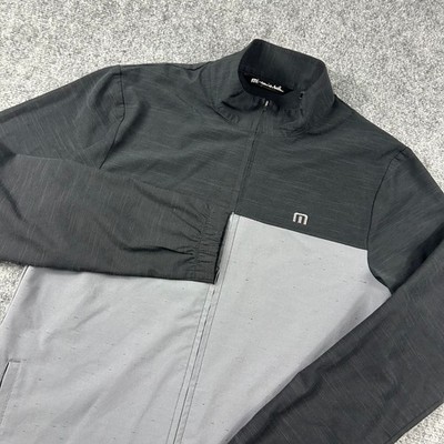 Travis Mathew Full Zip Jacket Mens Small Gray Black Colorblock Golf Active Layer