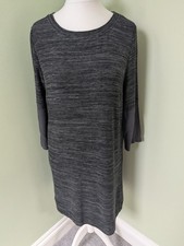 White Stuff Tunic Dress Size 14 3/4 Length Sleeve Grey Black Steel
