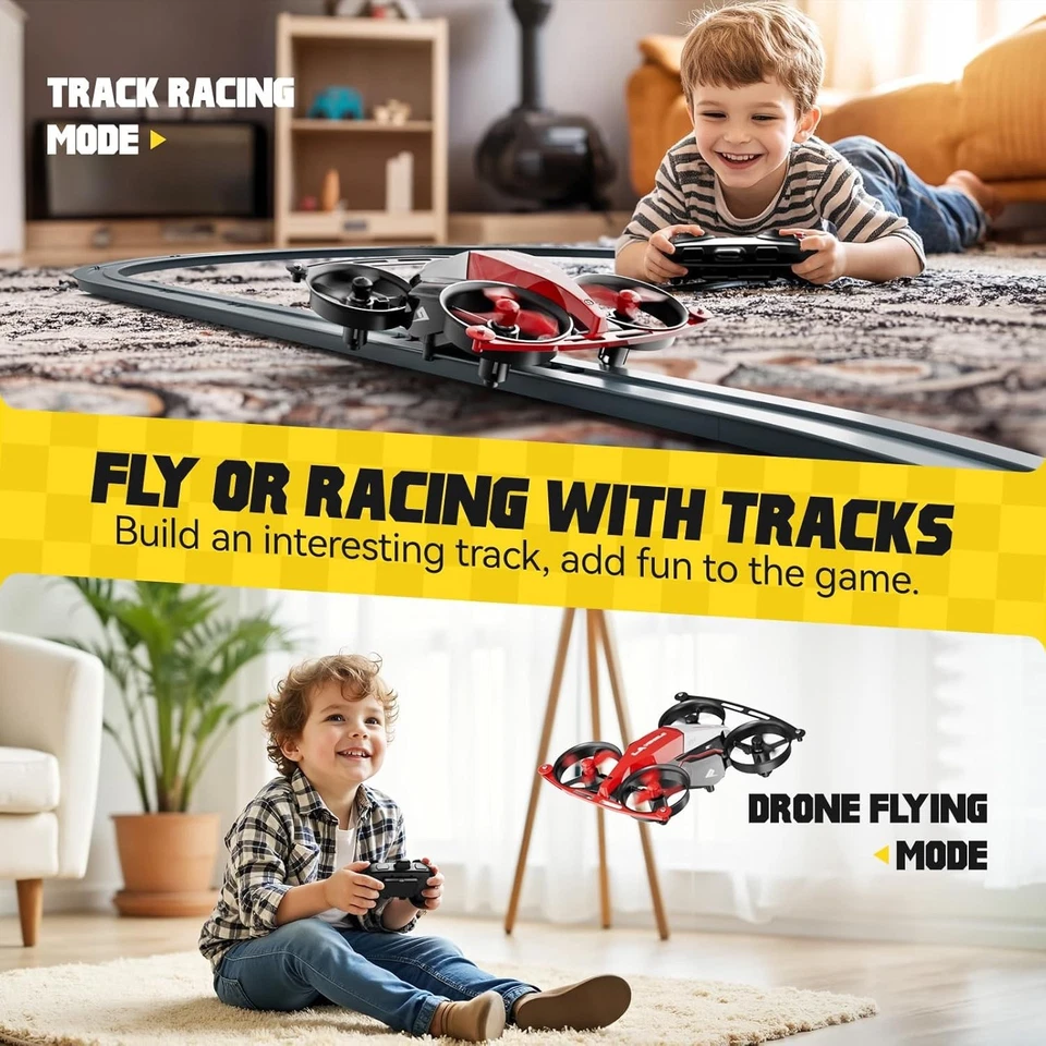 Drones for Kids 8-12, Mini Indoor Drone with 24 Piece Track Set, 2 in 1 RC Quadc - Image 2 of 4