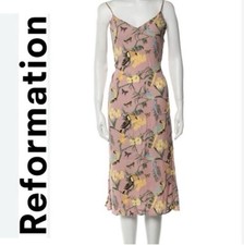 Reformation Size L Summer Party Vacation Blush Pink Tropical Floral Print Dress