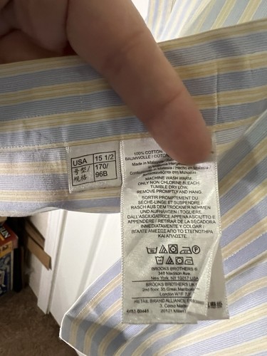 LOT OF 2 Brooks Brothers Classic Shirt 15.5 33 Blue Yellow Orange Striped Dress - Picture 8 of 19