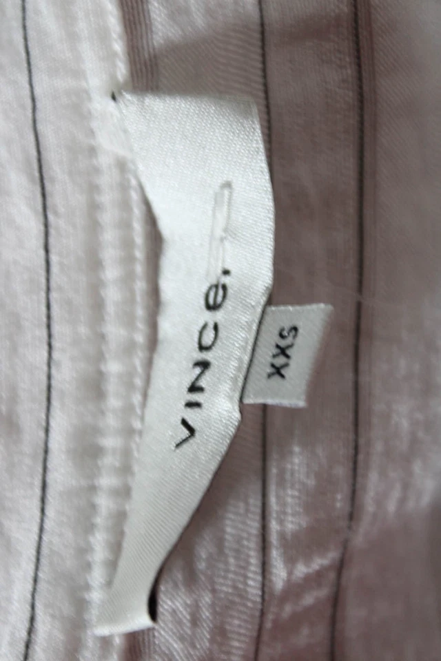 Blusa blanca Vince a rayas transparentes sin mangas con cuello en V talla XXS para mujer Foto 4 de 4