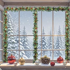 6 FT Christmas Garland with Lights Artificial Christmas Garlands with Red Ber...