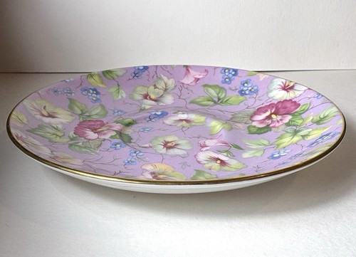 Corona Trent SOLO PLATILLO Floral Lila Rosa Azul Blanco Oro Borde Fino Hueso China - Imagen 2 de 5