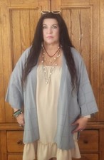 Wynnelayers Circle Eyelet Kimono Topper Blue Large