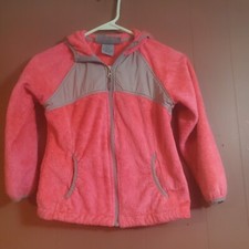 Free Country Girls Size 5/6 Fuzzy Pink/Gray Full Zip Jacket