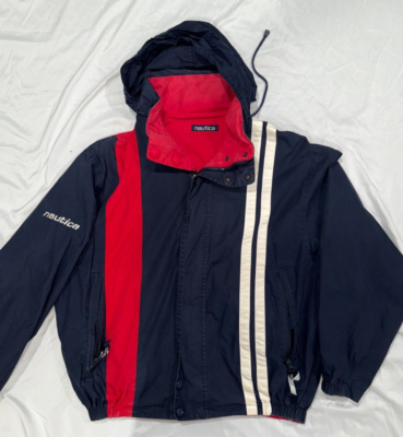Vintage Nautica Performance Reversible Jacket Mens Large Red White