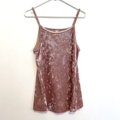 ALLISON JOY EVEREVE Cori Velvet Tank Blush Light Pink Velour Preppy Top Medium M