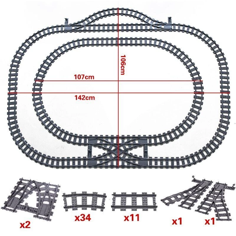 Track Straight Curved Crossing Rail for Lego Train Building Block DIY-60 Sets! - Image 3 of 4