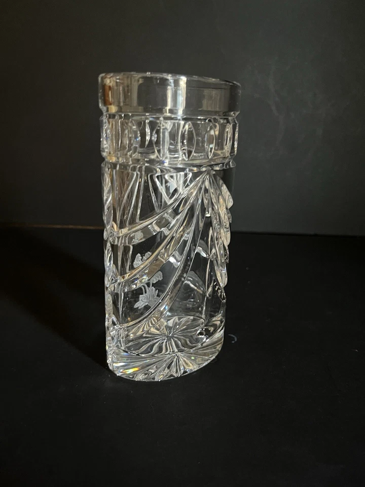 Waterford Overture Crystal Vase 6" Oval Signed Frosted Flower - Image 3 of 4