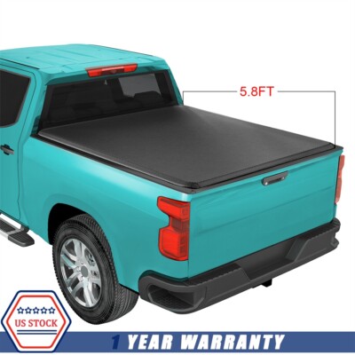 Soft Roll Up Tonneau Cover 5.8ft Bed Fits Chevy Silverado 2007-2023 GMC Sierra