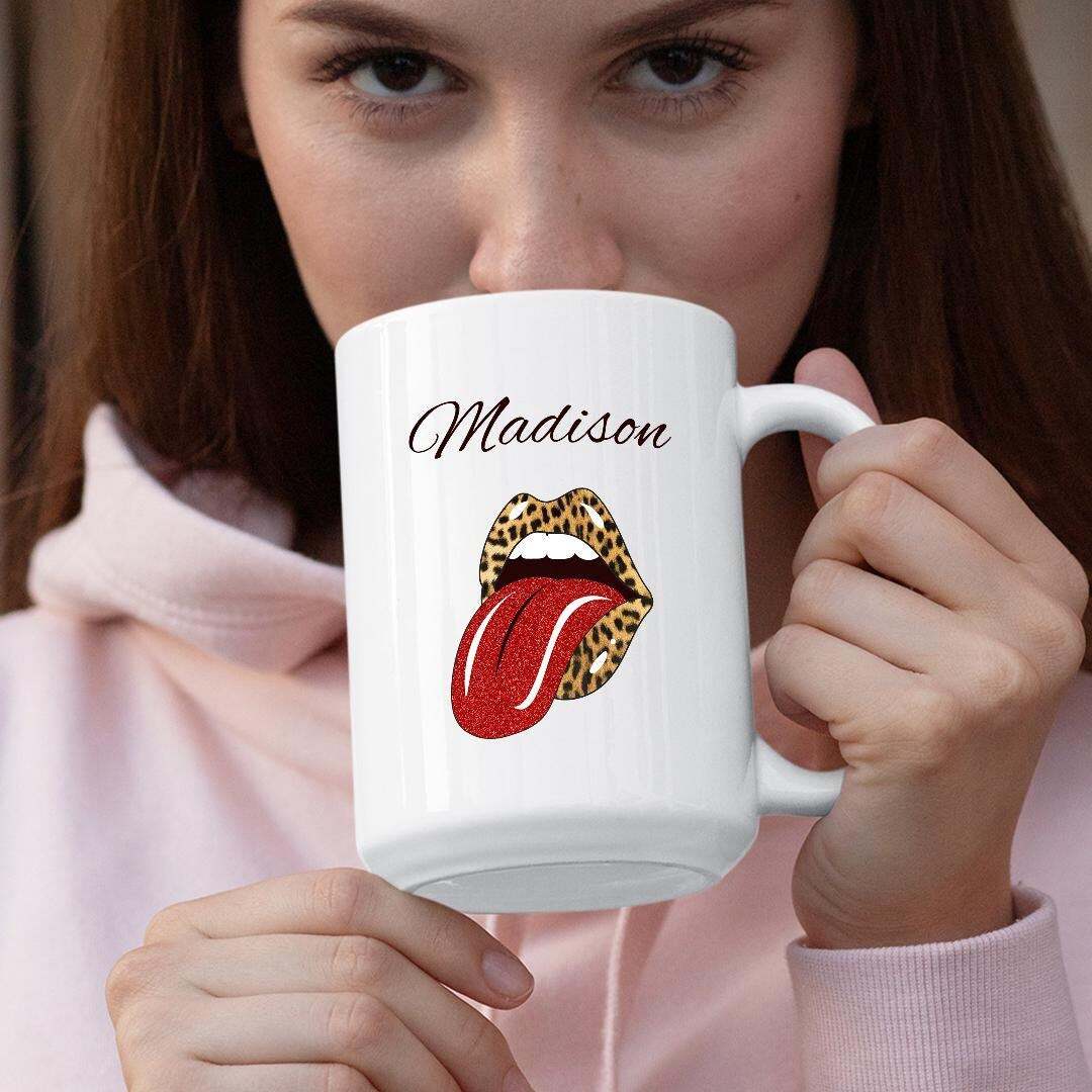 Lips And Lashes Premium White Ceramic Coffee Mug Or Teacup. Perfect Funny Gift