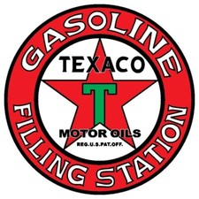 Texaco Gasoline Filling Station NEW Sign: 14" Dia. Steel Round Style