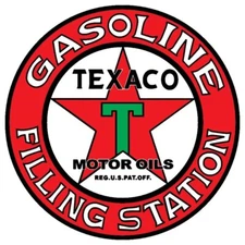 Texaco Gasoline Filling Station NEW Sign: 14" Dia. Steel Round Style