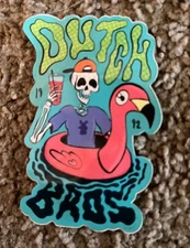 Dutch Bros Coffee Sticker Flamingo Skeleton Pool Float Decal June 2023