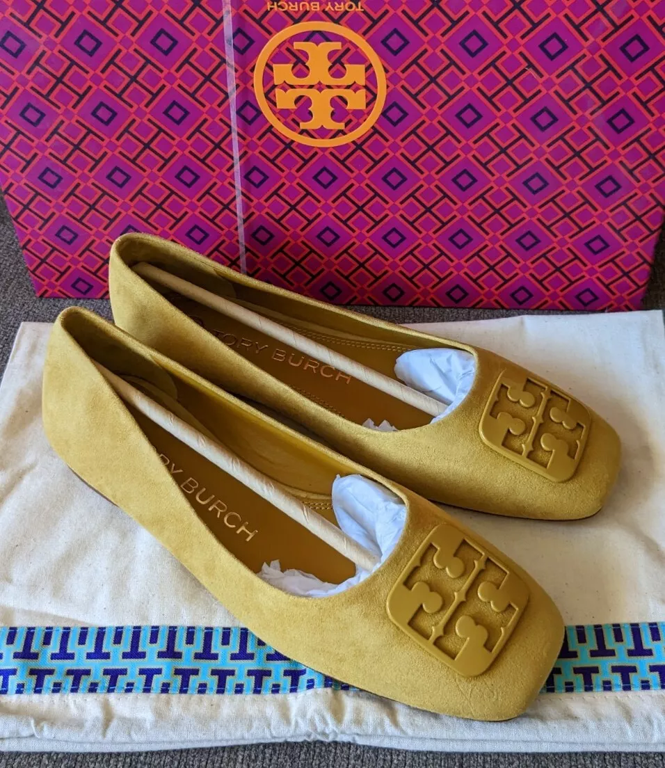 Tory Burch Georgia Square Toe Suede Ballet Flats NEW 6M
