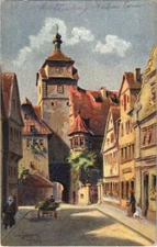 Old postcard postcard Rothenburg-Weisser Turm GERMANY (1074644)