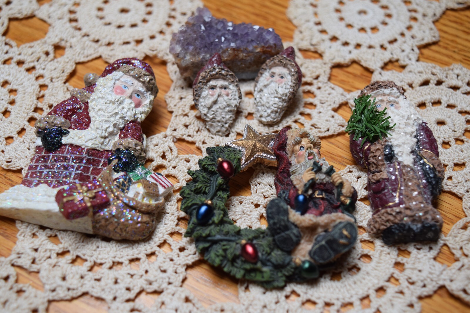 Lot of 5 Resin Santa Claus Pins Pendant Earrings ENESCO Belsnickle ...