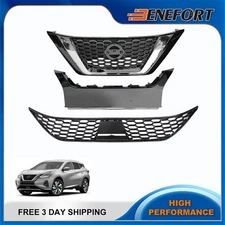 For 19-23 Nissan Murano Front Upper Lower Grille & Bumper Face Bar Trim Step Pad