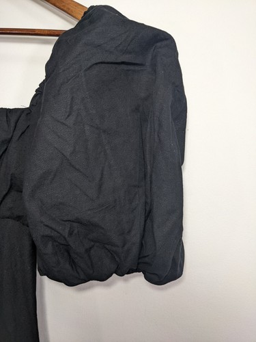NWT ASOS DESIGN Mini Dress Square neck with Elastic Detail Hemp Black 2P Petite - Picture 3 of 9