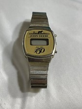 1987 John Deere Silver Metal Band Digital Watch 150 Years