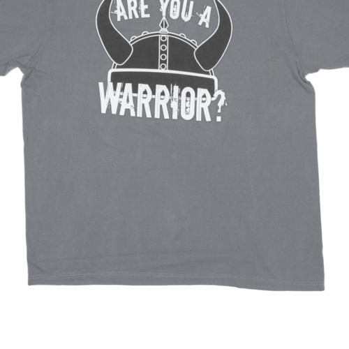 WARRIOR DASH Are You A Warrior? Helmet Tour Print Mens T-Shirt Grey USA XL - Picture 5 of 6