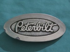 Vintage 1974 Peterbilt Truck Company Silvertone Belt Buckle by Lewis Buckles Co.