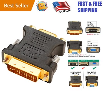 Stylish Black DVI Male to VGA Female Adapter - Secure Connection for Monitors
