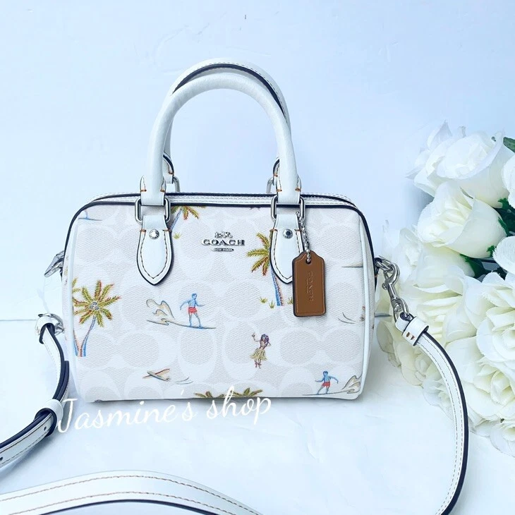 NWT Coach Mini Rowan Crossbody In Signature Canvas With Hula Print