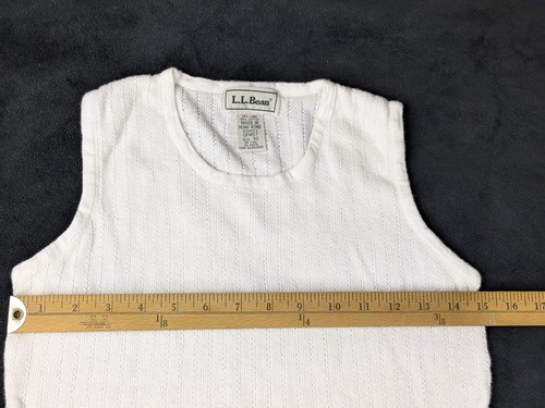 Vintage Women's L.L. Bean Heavy Cotton Tank White Small Textured - Picture 5 of 7