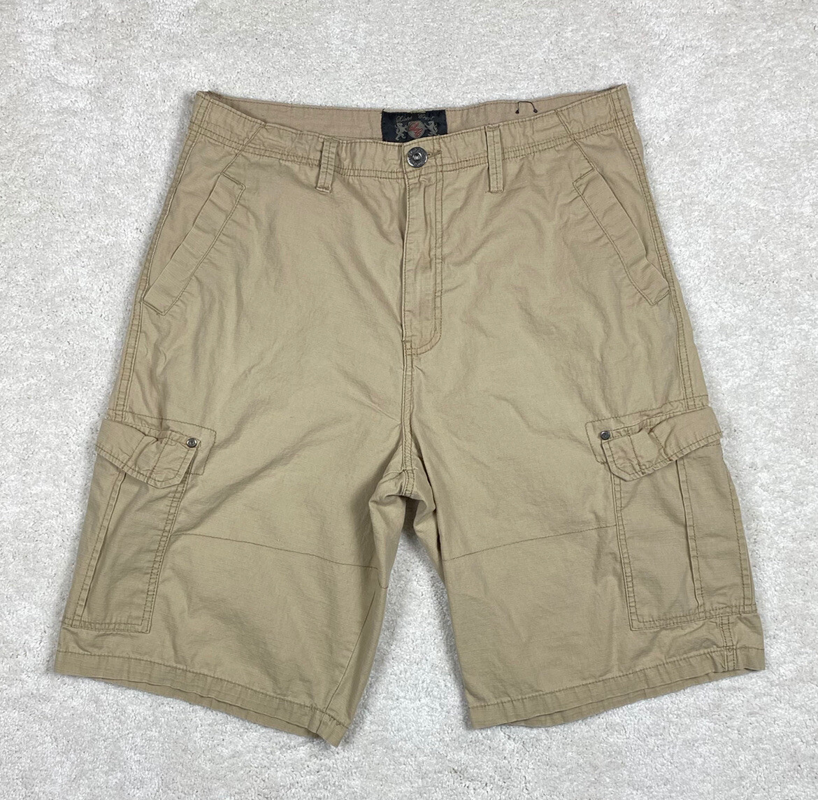 【massnoun】SL LOGO CAMP CARGO SHORT PANTS Men's Camo Relaxed Fit Cargo Short Multi-Pockets Premium