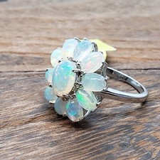 Ethiopian Welo Opal Platinum Overlay Sterling Silver Ring SZ 8.75 TGW 3.55 cts