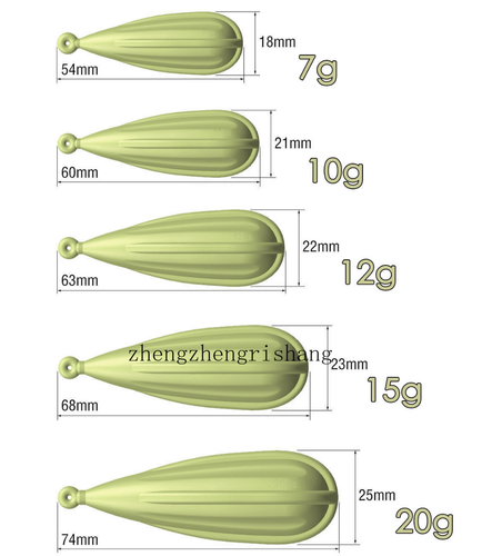 5pcs Fishing Casting Baitcasting Rubber Practice Plugs Mixed Sizes 1/4oz-3/4oz - 第 2/10 張圖片
