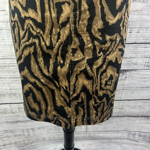 Chaps Skirt size 10 Black Brown Animal Print Straight Knee Stretch Casual Slim - Picture 5 of 9