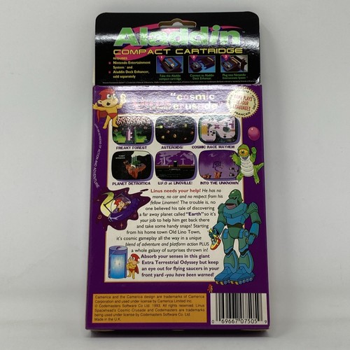 Linus Spacehead's Cosmic Crusade NES Aladdin Compact Cartridge Sealed (H2A) - Picture 2 of 12