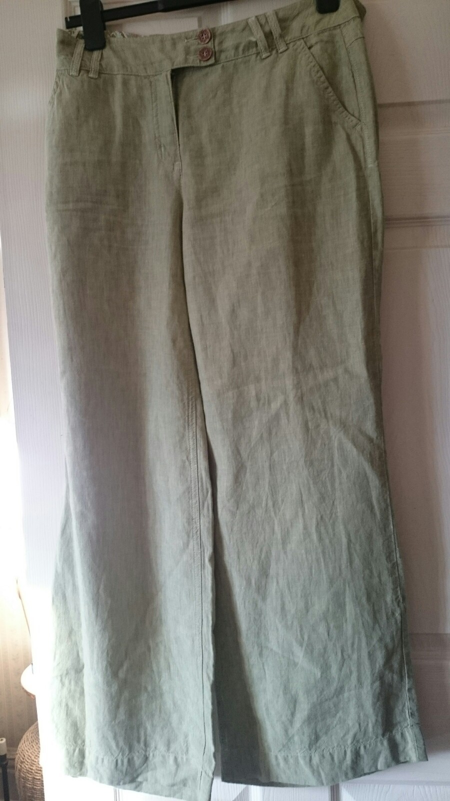 ALTRA Pantalone PER UNA verde chiaro cotone casual gamba larga Roma fit taglia 12R