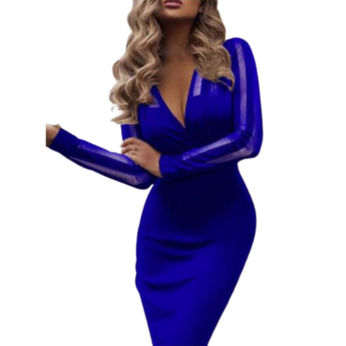 Women Dress Sexy Elegant Female Long Sleeve Slim Dress Breathable
