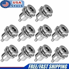 10PCS DC Power Supply Metal Jack Socket Female Panel Mount Connector 5.5 x 2.1mm