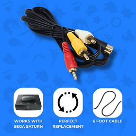 Sega Saturn Gold Plated AV Cable Audio Video Cord TV Connector