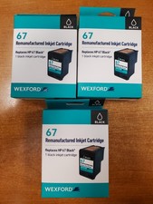 3 Pack: Wexford 67 Remanufacture Inkjet Cartridges Replaces HP 67 Black - E14D