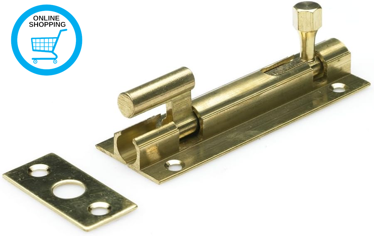 Merriway BH01405 Cranked Door Bolt Brass 75Mm -1 Pcs