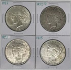 1922 1922-D 1923 1925 Peace Dollar Lot of 4