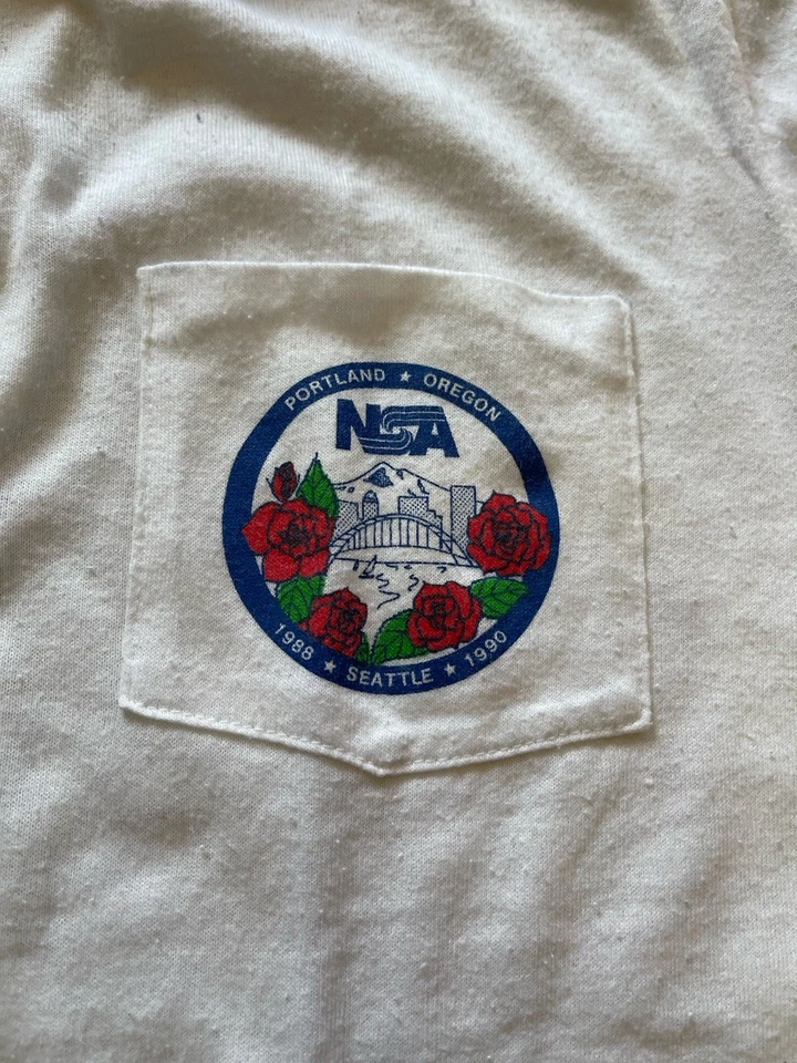 Vintage NSA 1988-1990 White Polo Tee Hartwell USA Size Large Seattle Portland  - Image 3 of 4